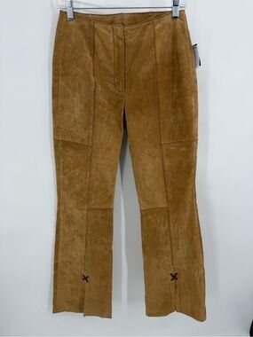 Wilsons Leather Maxima NWT Suede Leather Flare Pants Boho Western Tan Size 4